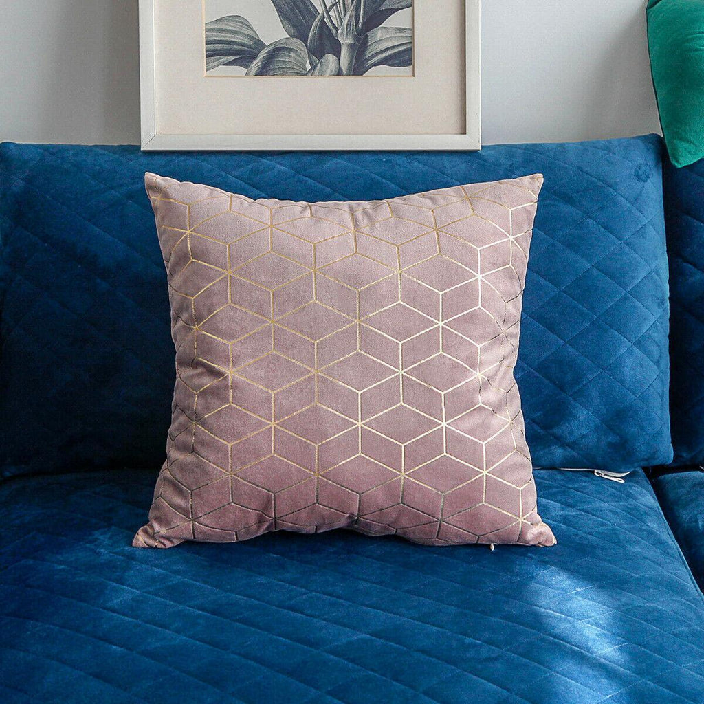 Gold Printing Pattern Velvet Cushion Covers-5