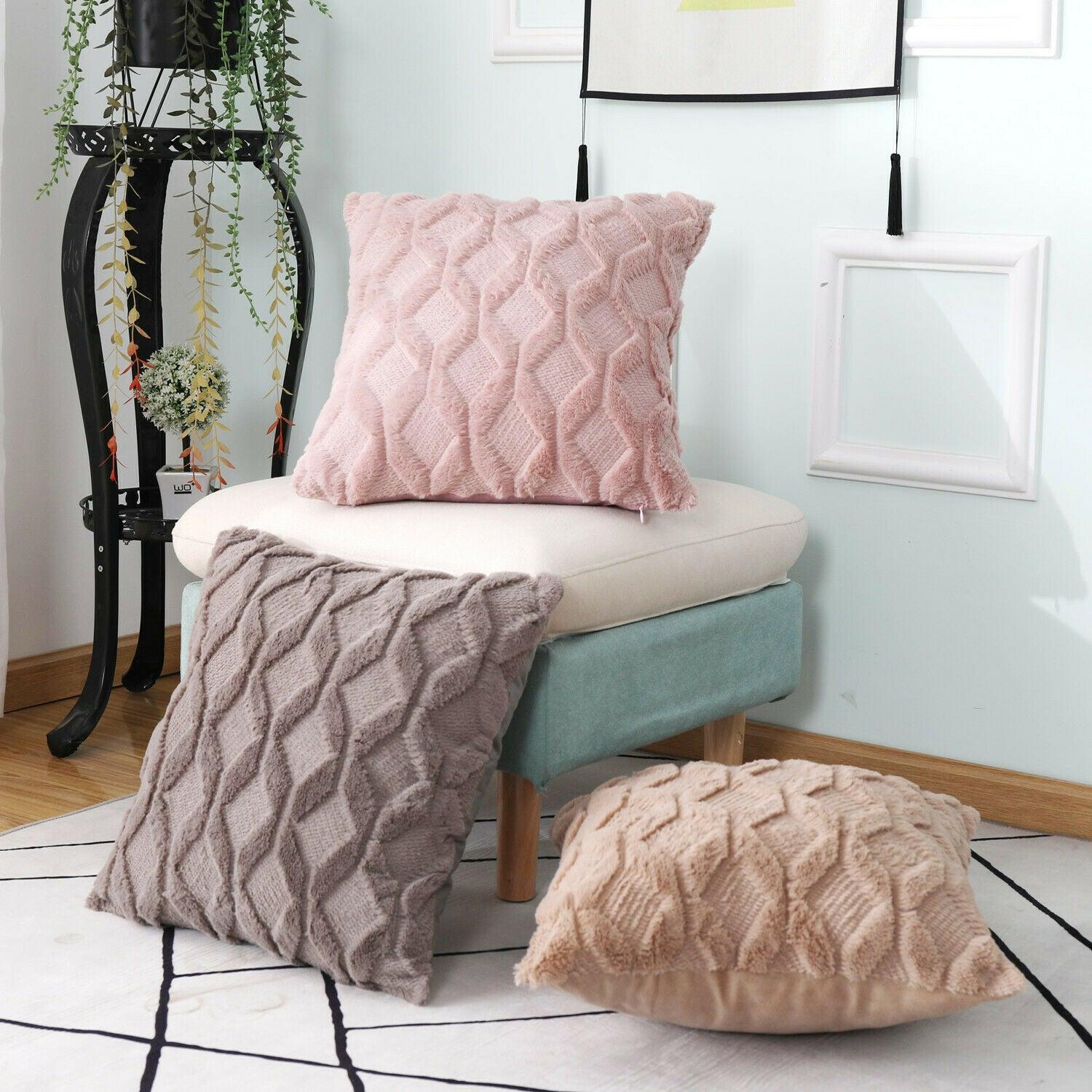 Super Soft Fluffy Plush Cushion Cover 18x18"-0
