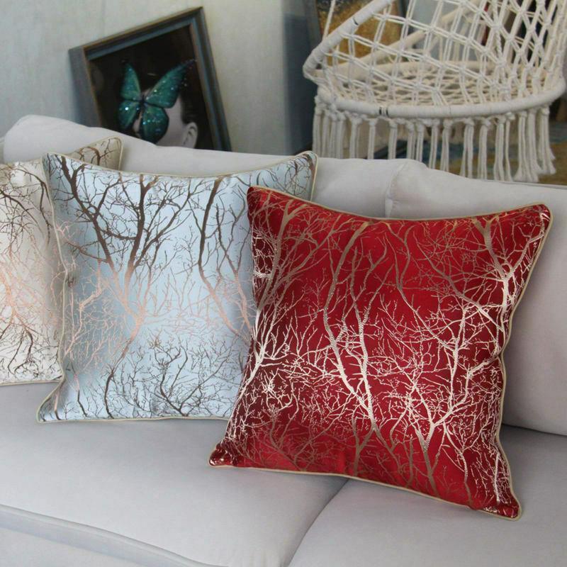 Branch  Pattern Jacquard Silk Soft Cushion Cover for Home Hotel-1