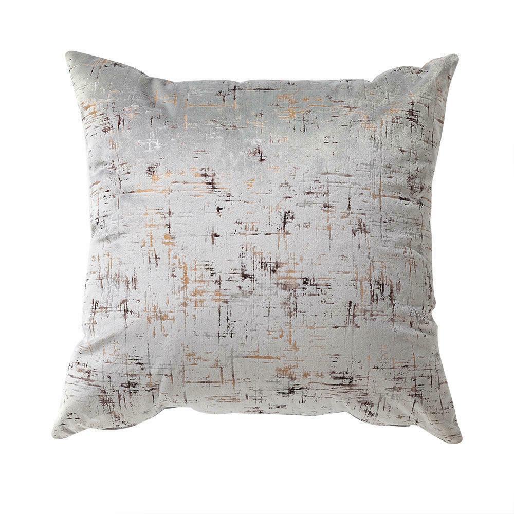 Light Grey Colour Velvet Cushion Cover with Gold Stamping-3
