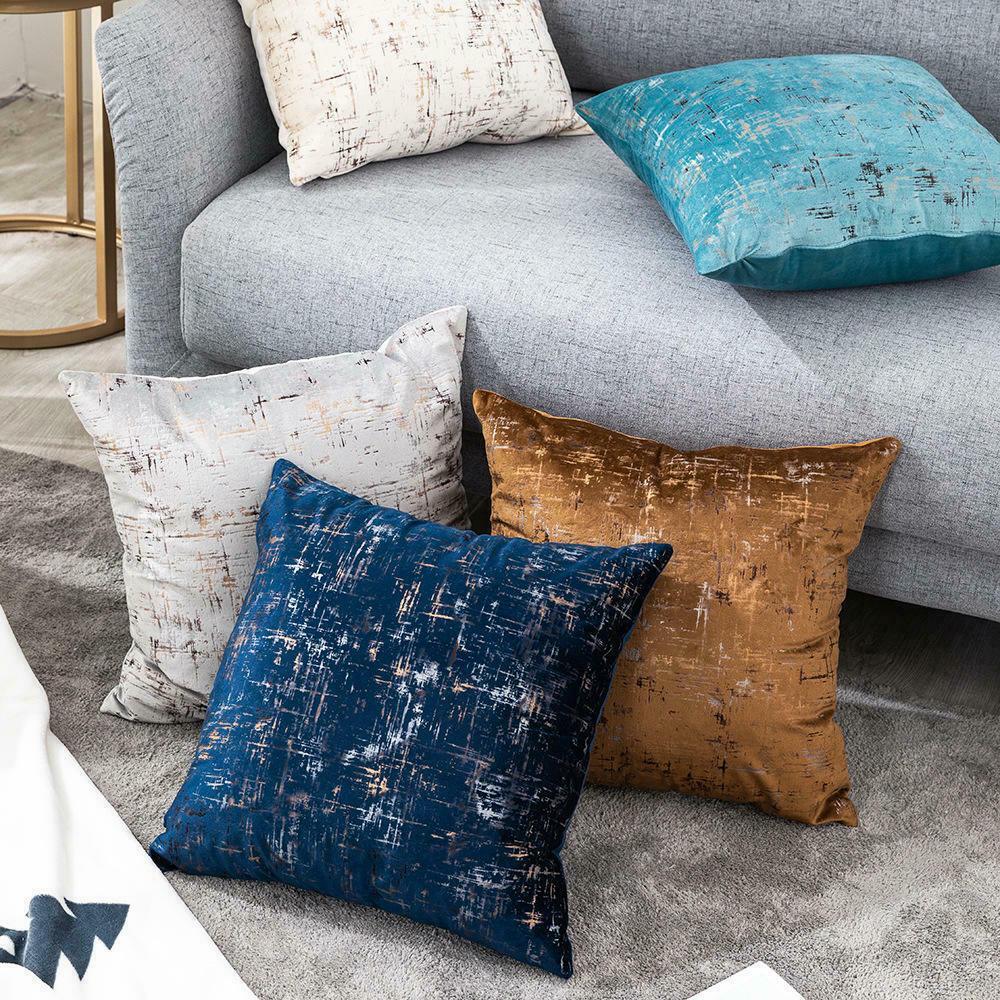 Coffee Colour Velvet Cushion Cover with Gold Stamping-2
