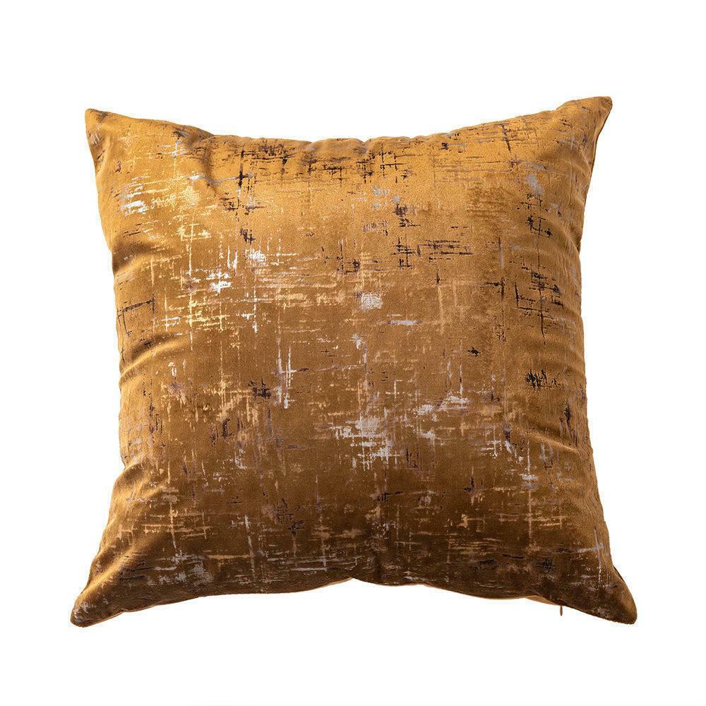 Coffee Colour Velvet Cushion Cover with Gold Stamping-0