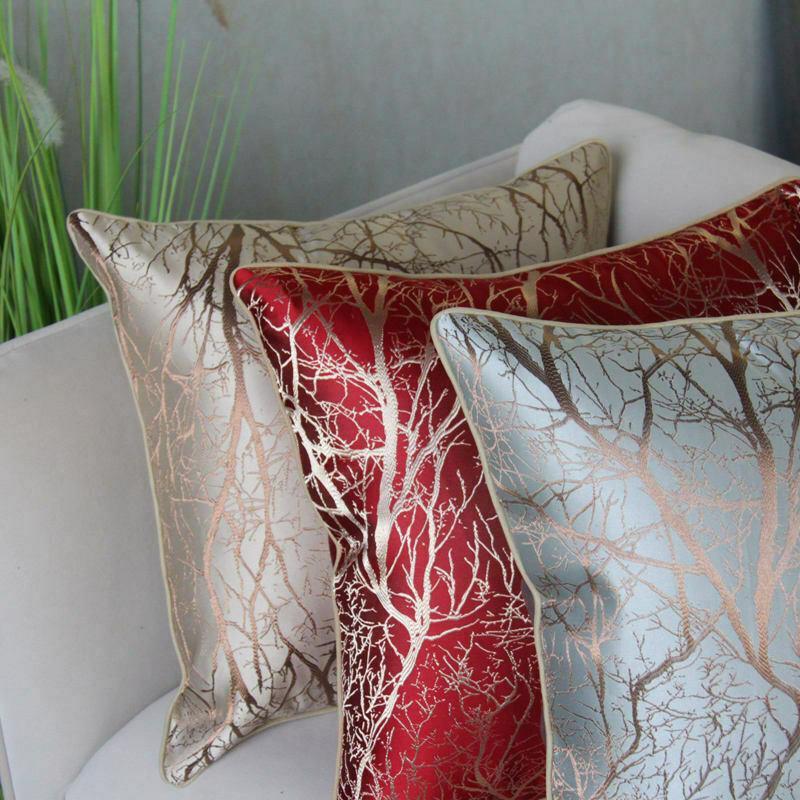 Branch  Pattern Jacquard Silk Soft Cushion Cover for Home Hotel-2