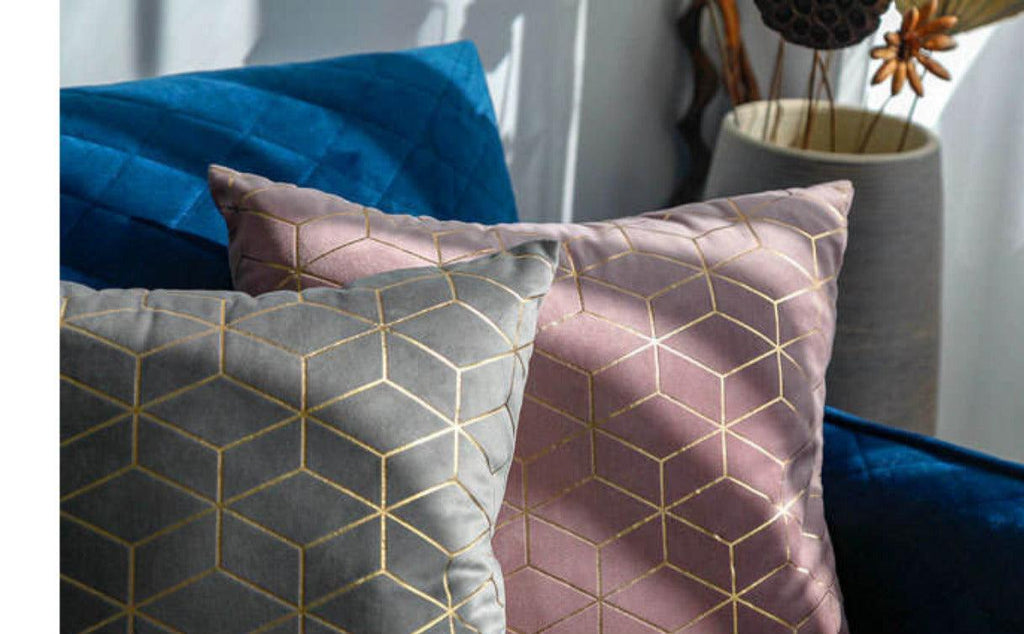 Gold Printing Pattern Velvet Cushion Covers-3
