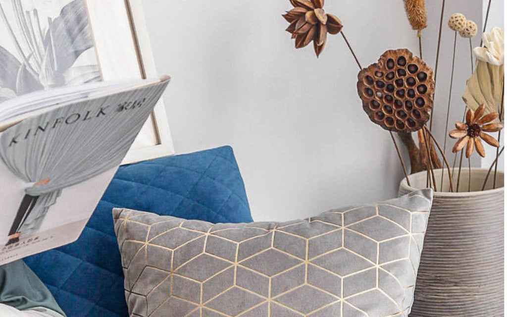 Gold Printing Pattern Velvet Cushion Covers-4