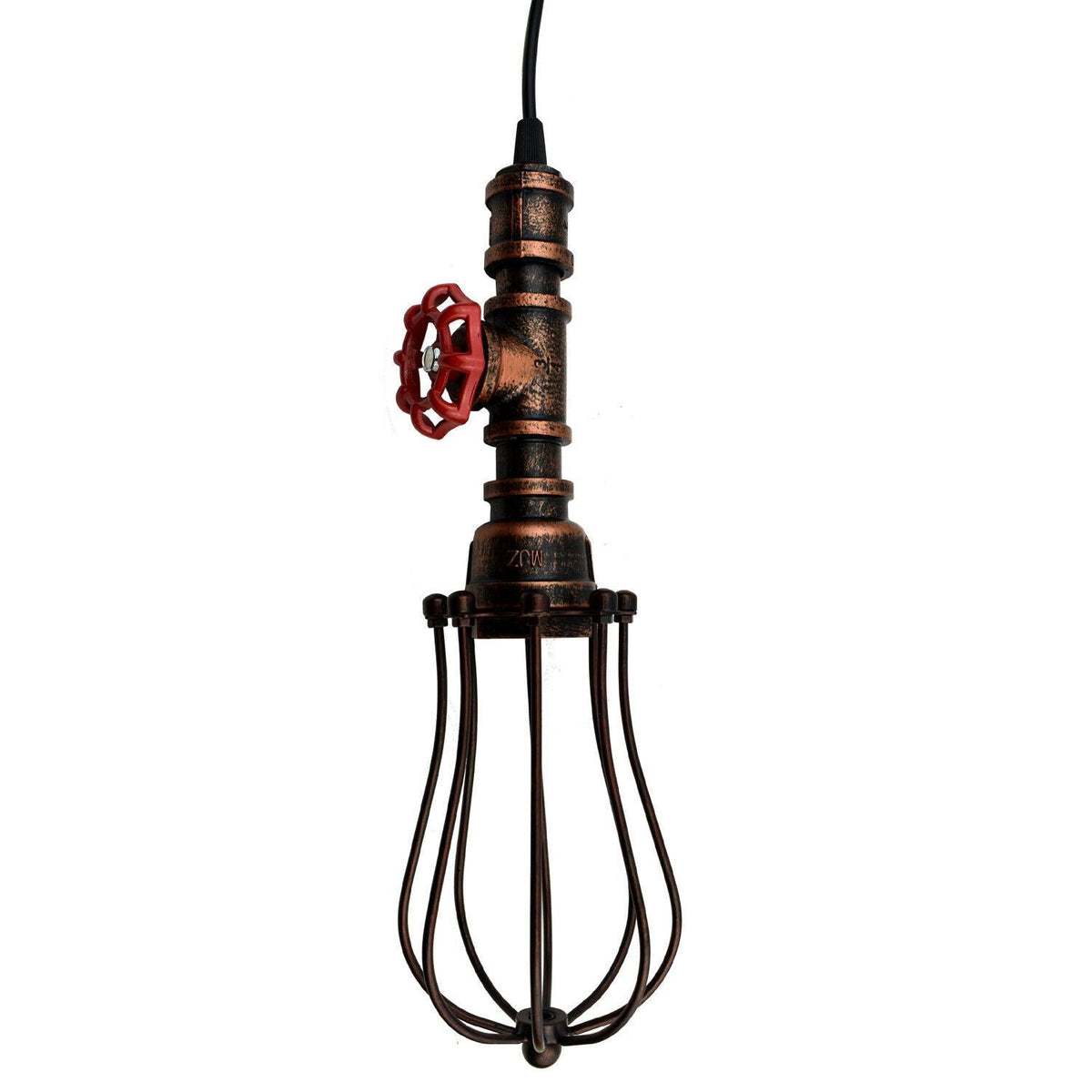 Rustic Red Pendant Light Steampunk Pipe Light Balloon Cage Lamp Hanging Indoor Light Fitting For Kitchen, Living room~1194-4