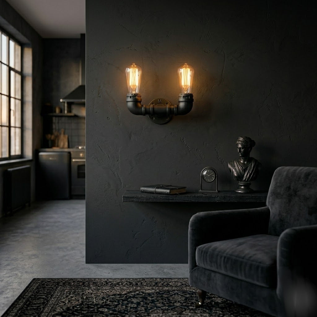 Industrial Steampunk Water Pipe Twin Wall Light Sconce E27~2133-8