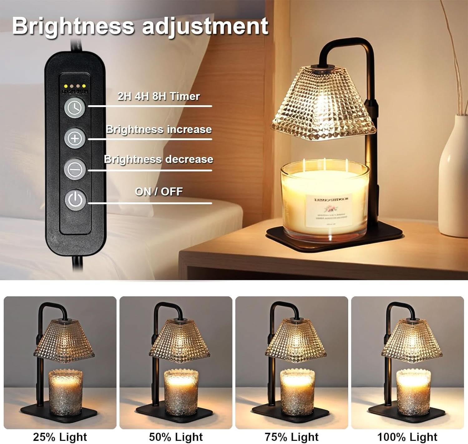Candle Warmer Lamp Black With Programmable Dimming-3