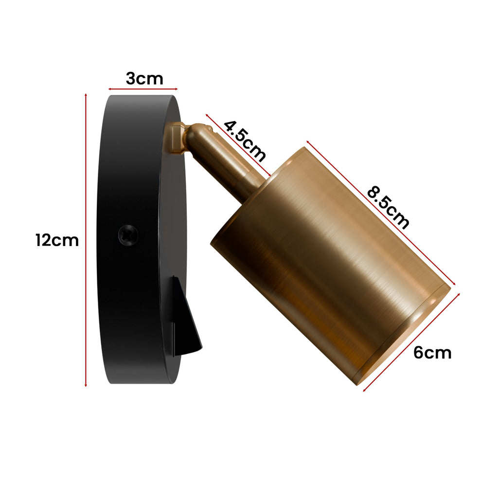 Modern Small Spot Wall Lamp Cylinder Metal Rotatable Bedside Wall Light ~ 5631-1