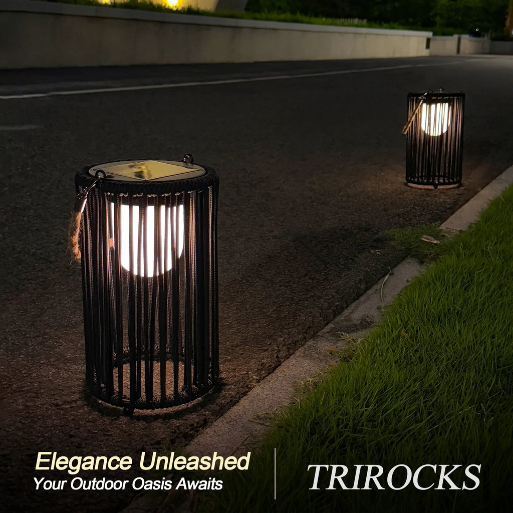 10.5'' High Solar Lantern Outdoor Table Lamp Black 2Pcs-4