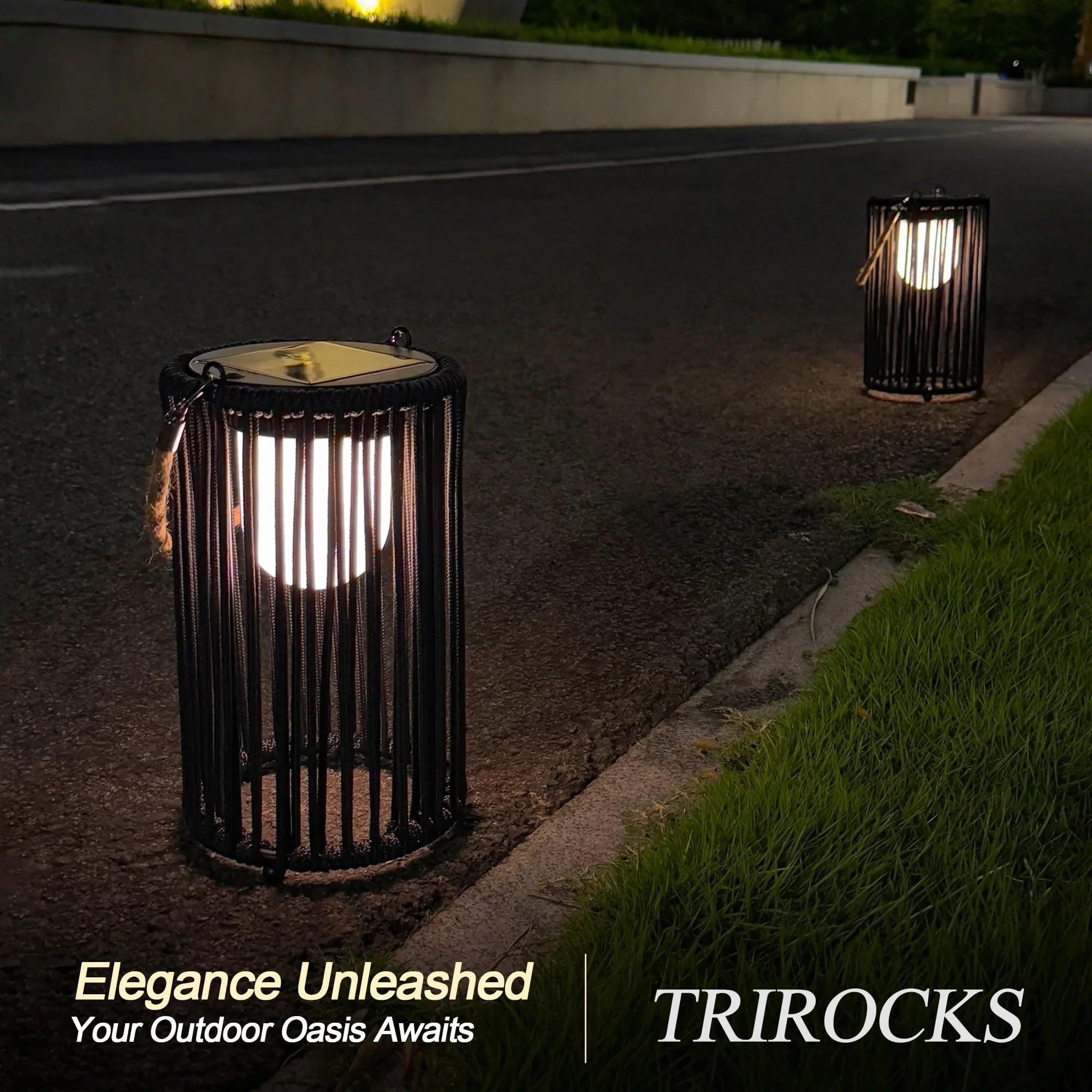 10.5'' High Solar Lantern Outdoor Table Lamp Black 2Pcs-4