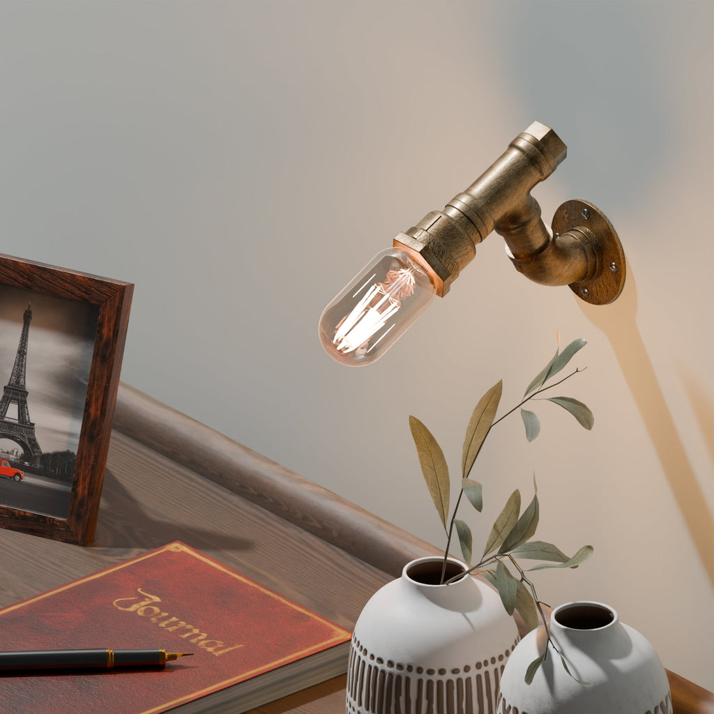 Industrial Metal Rustic Twin Waterpipe Wall Light ~5534-1