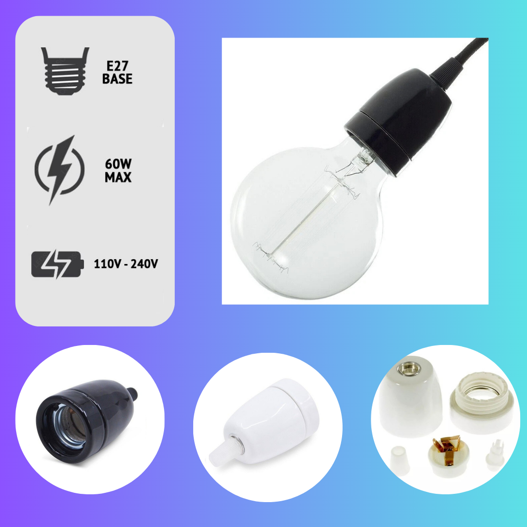 E27 Metal Lamp Holder Vintage Heat-Resistant 60W~3413-1