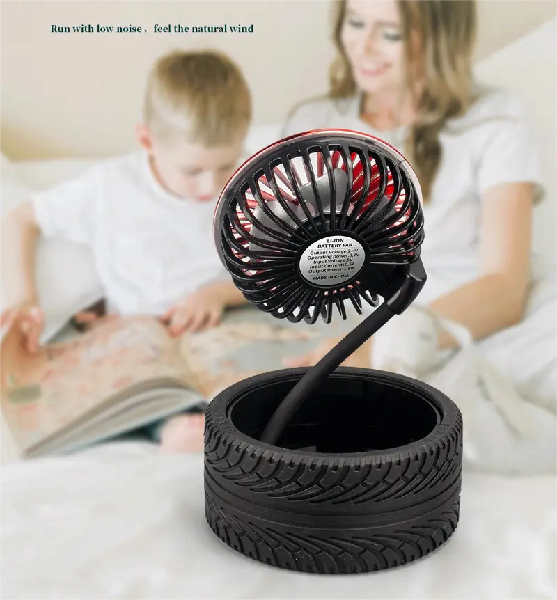 Portable USB Charging Tire Fan for Office and Travel