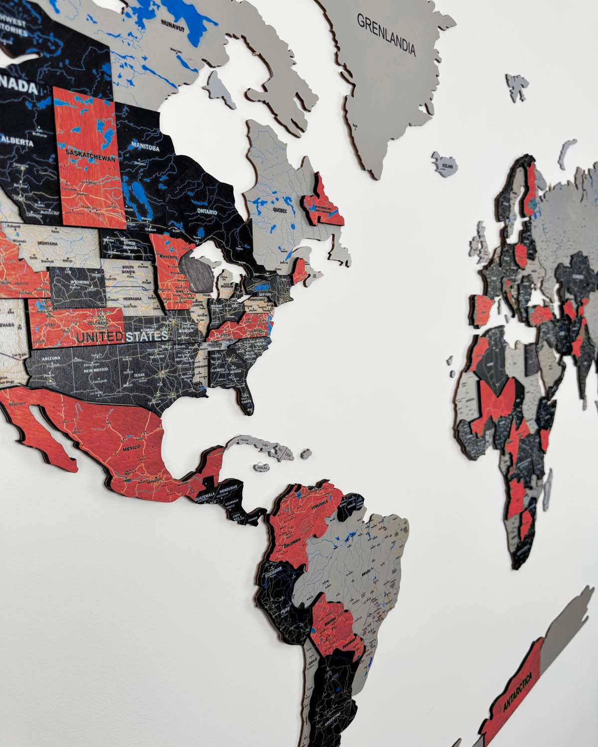 Premium 3d wood world map | RUBY Birdywing®-3