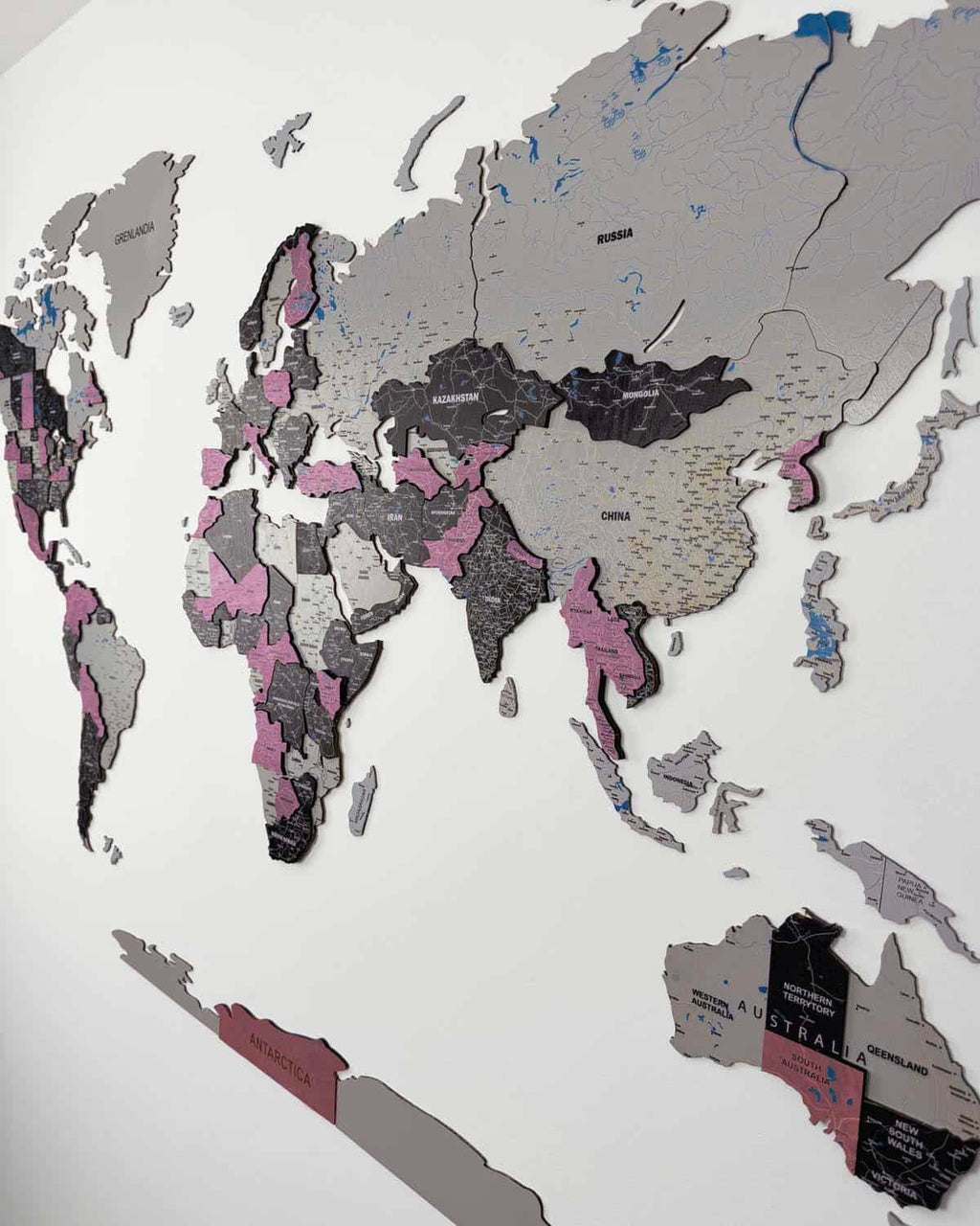 Premium 3d wood world map | ROSE Birdywing®-2