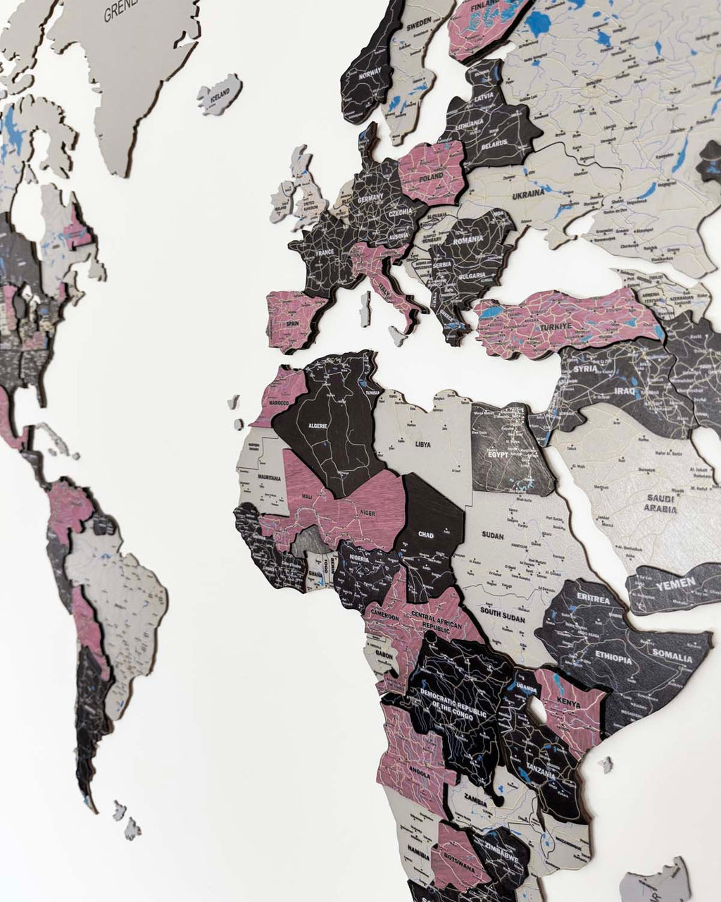 Premium 3d wood world map | ROSE Birdywing®-1