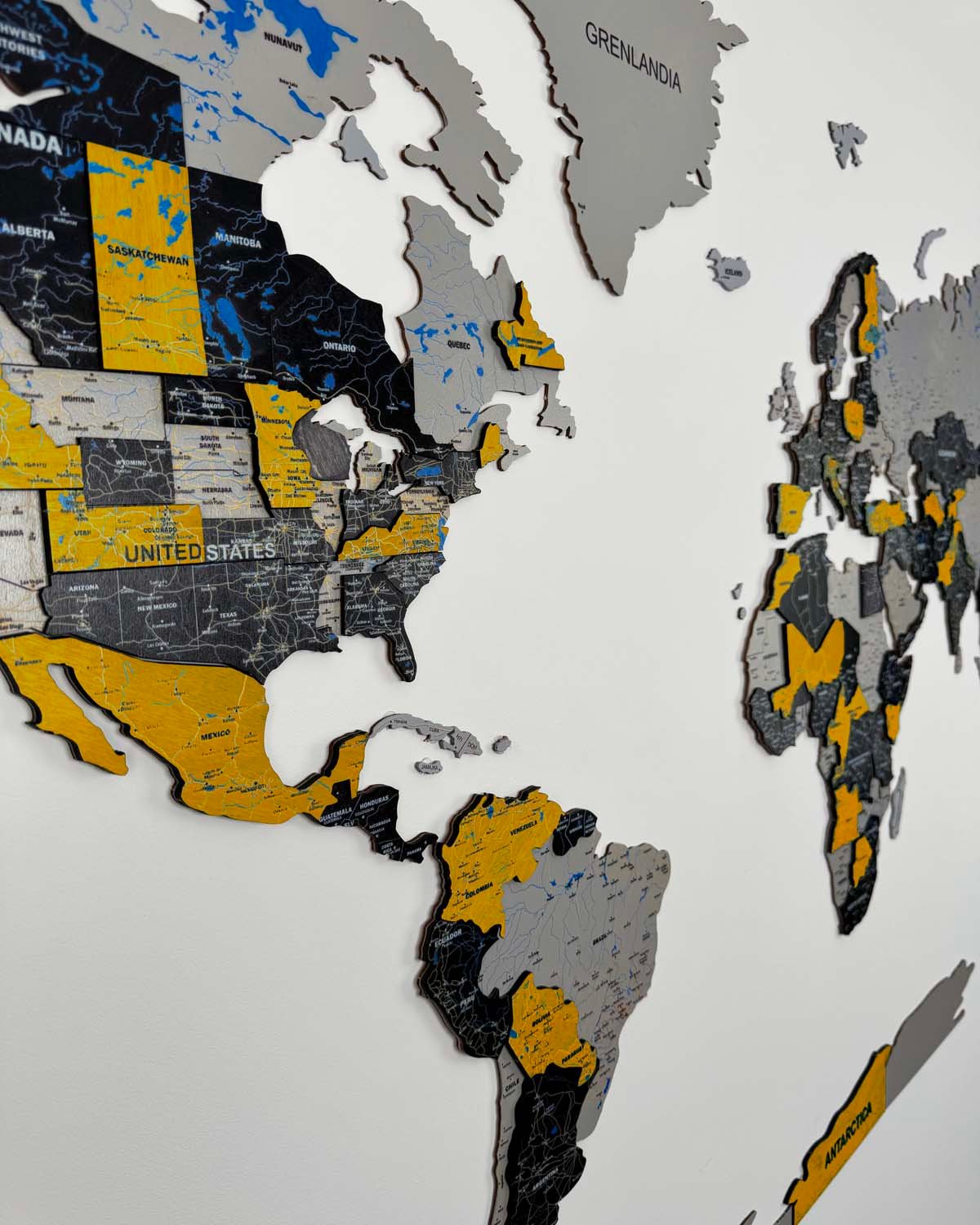 Premium 3d wood world map | SUNSHINE Birdywing®-3