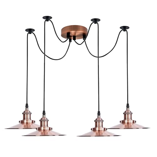 Industrial Spider Pendant Light 4 Head E27 Adjustable Ceiling Fitting~6411-2