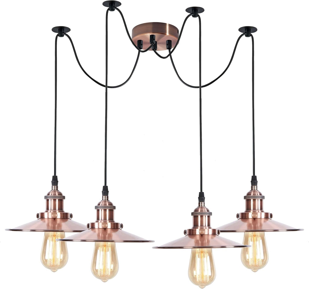 Industrial Spider Pendant Light 4 Head E27 Adjustable Ceiling Fitting~6411-3