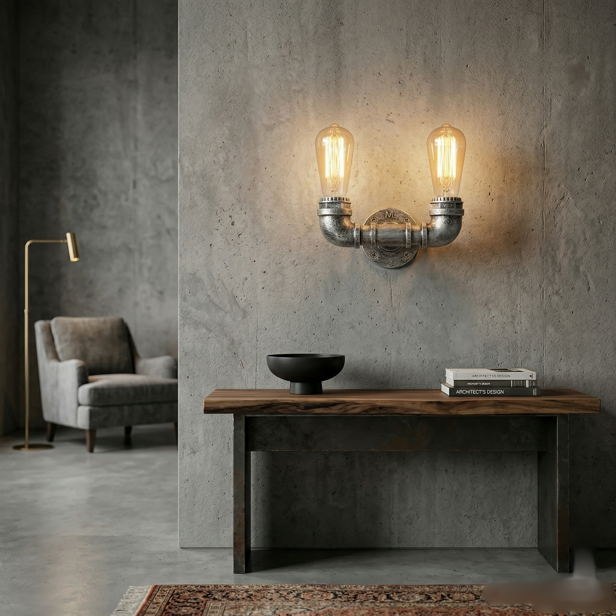 Industrial Steampunk Water Pipe Twin Wall Light Sconce E27~2133-1