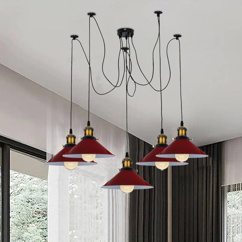 5 Way Chandelier Spider Ceiling Indoor Lamp Red~4158-0