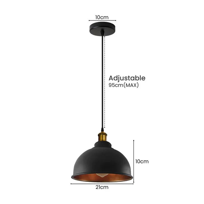 Black Metal Single Pendant Light ~6714-2