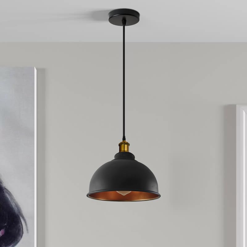 Black Metal Single Pendant Light ~6714-3