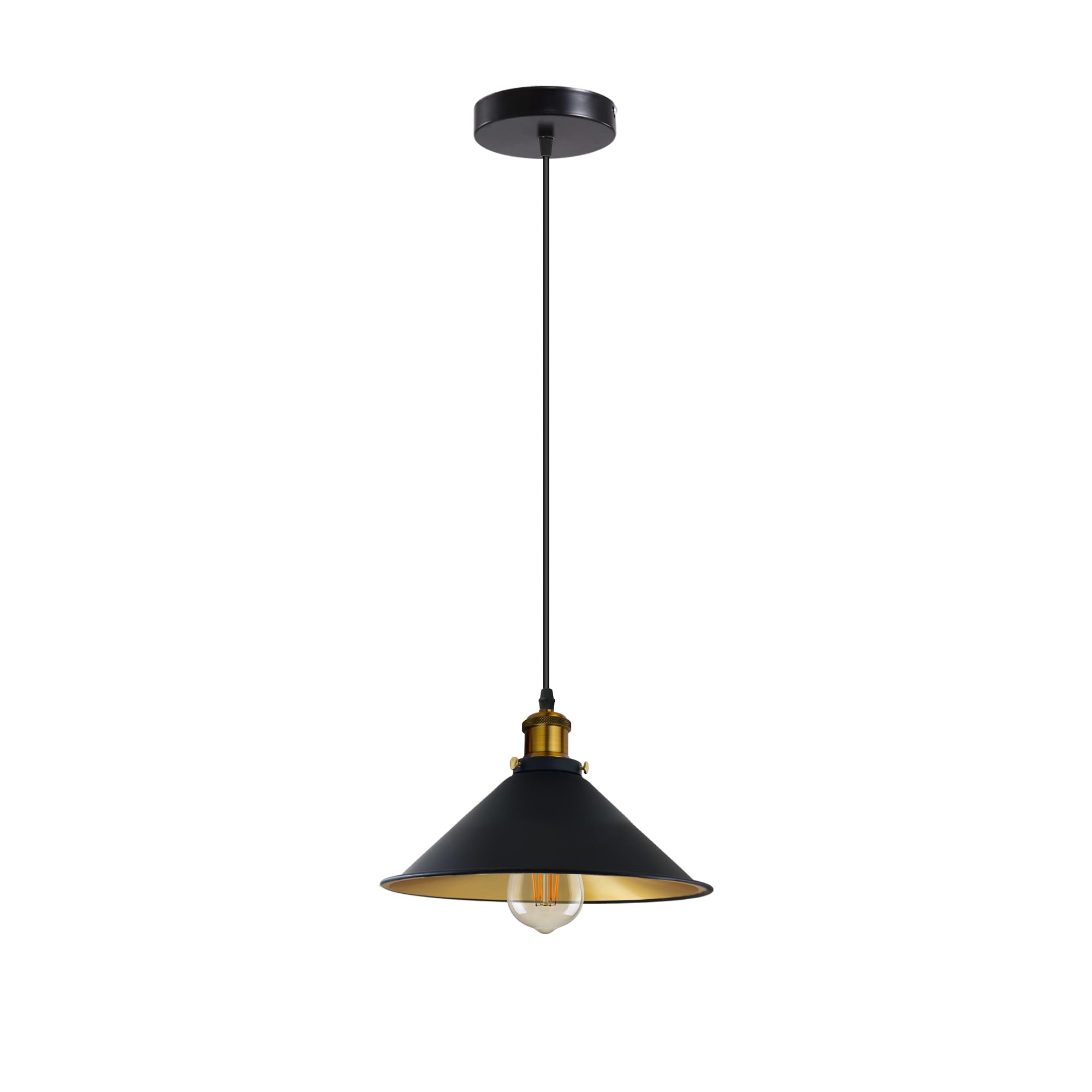 Black Metal Single Pendant Light ~6714-7