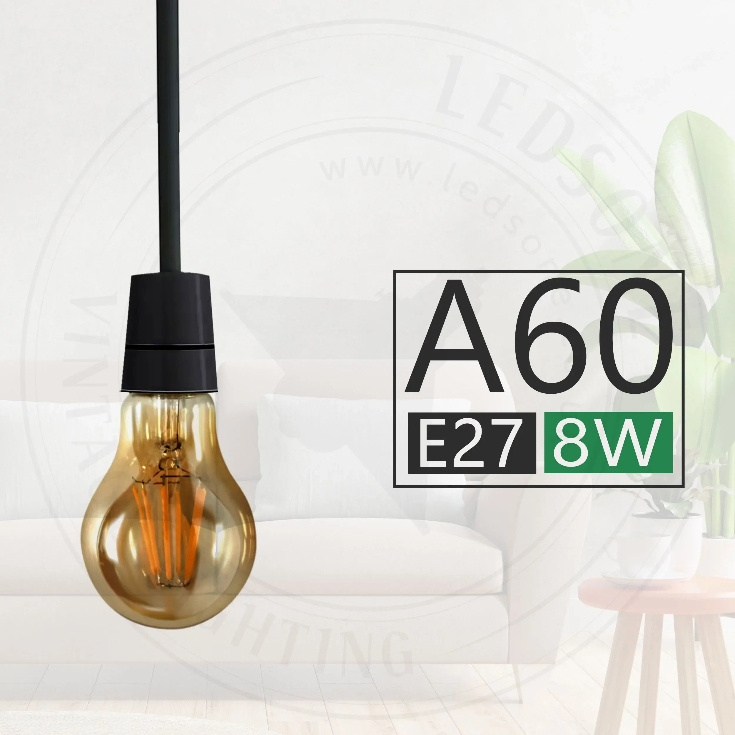 Dimmable led light filament Amber Warm white bulb_E27 A60 8W~4419-3