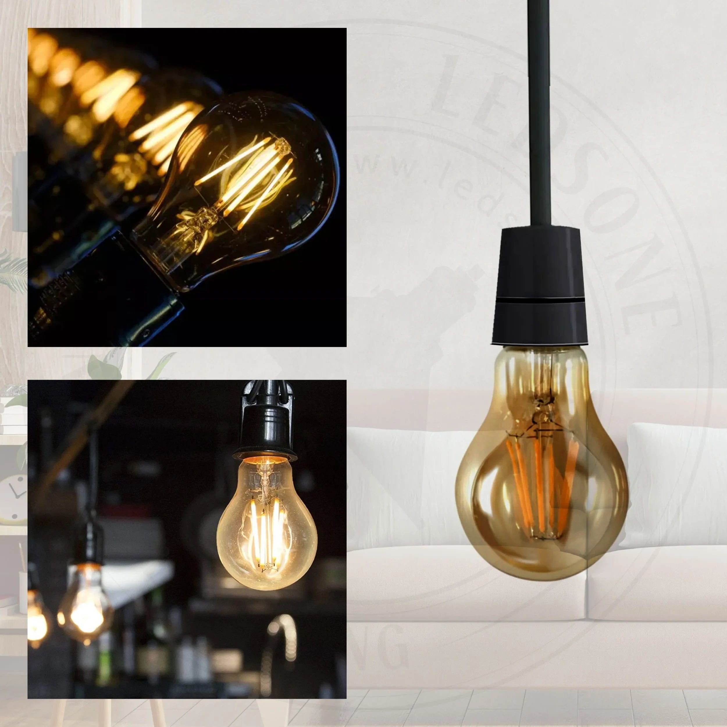 Dimmable led light filament Amber Warm white bulb_E27 A60 8W~4419-1