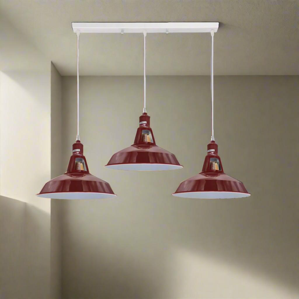 3 Way Ceiling Barn Slotted E27 Metal Pendent Light Fixture~4339-0