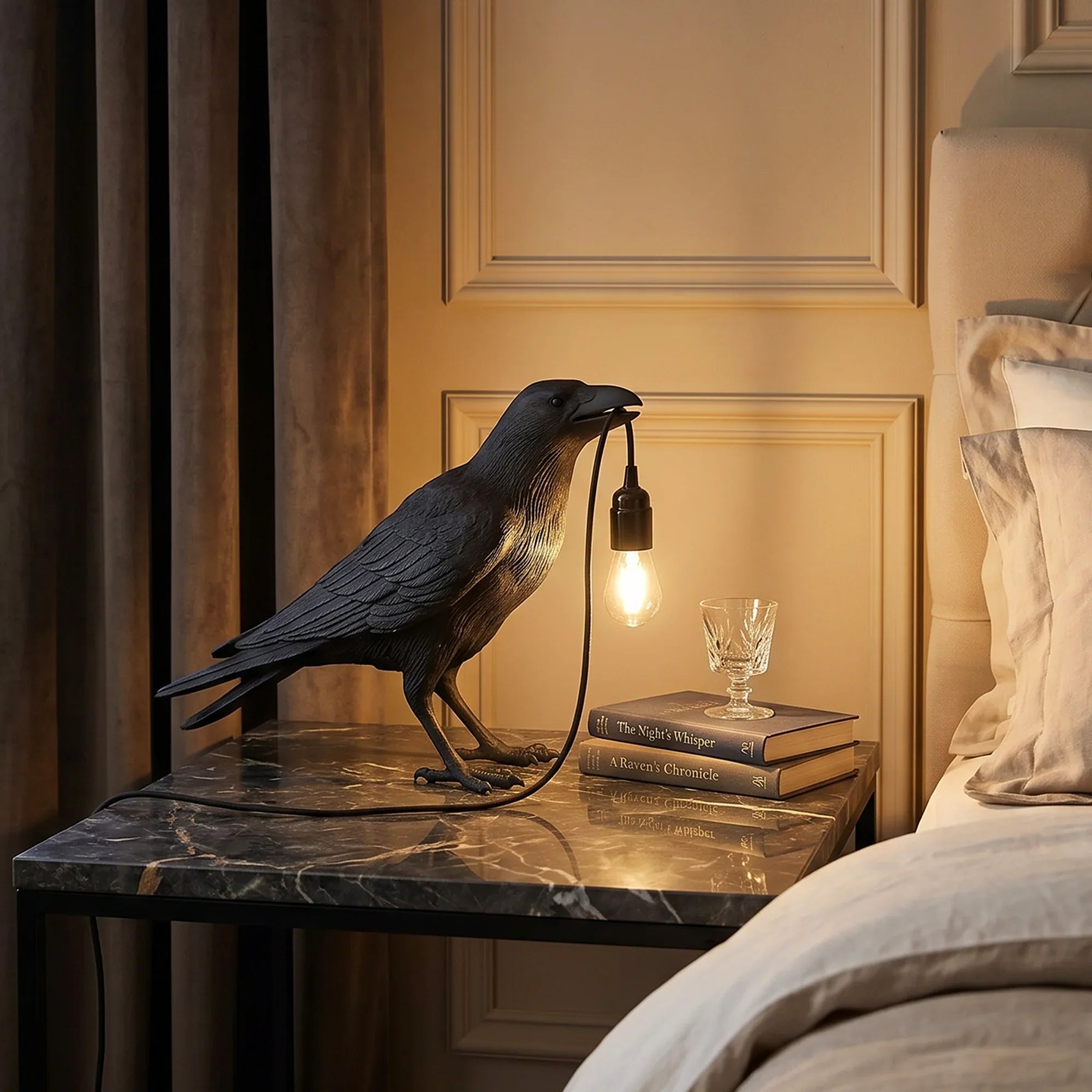 Crow Table Lamp with Free E27 Bulb ~4780-0