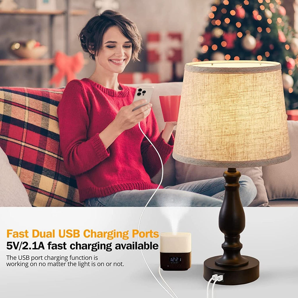Table Lamps Set of 2 With USB Charging Ports Bedside Modern-2