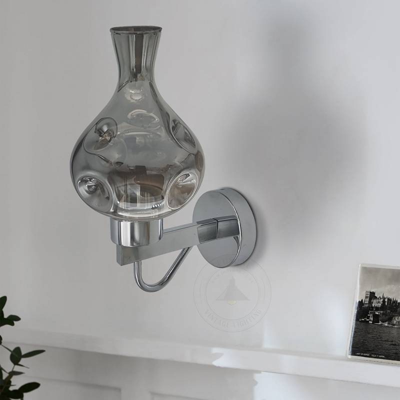 Vintage Wall Lamp Industrial Smoked Glass Wall Light Sconce ~4904-2
