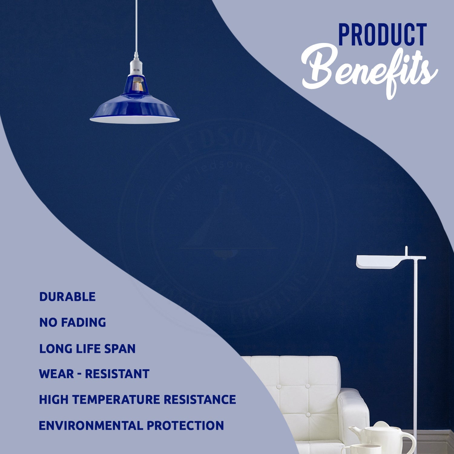 Navy Blue Industrial Pendant Light Barn Slotted Metal Shade E27