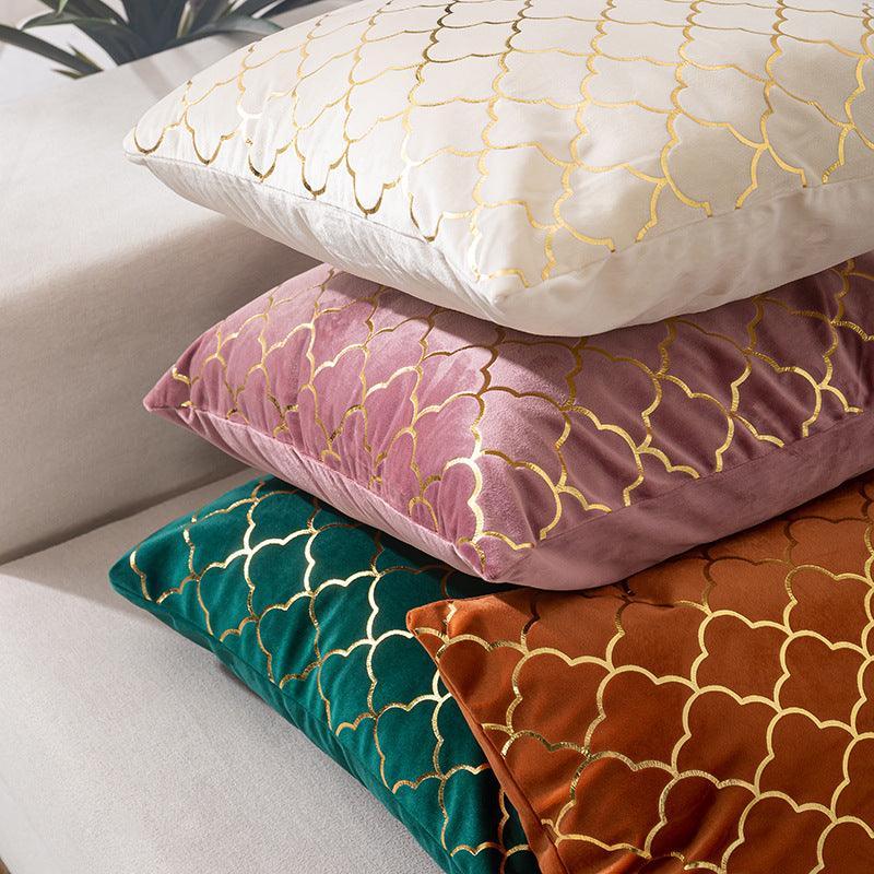 Gold Scale Pattern Velvet Cushion Covers 45 x 45 cm-1