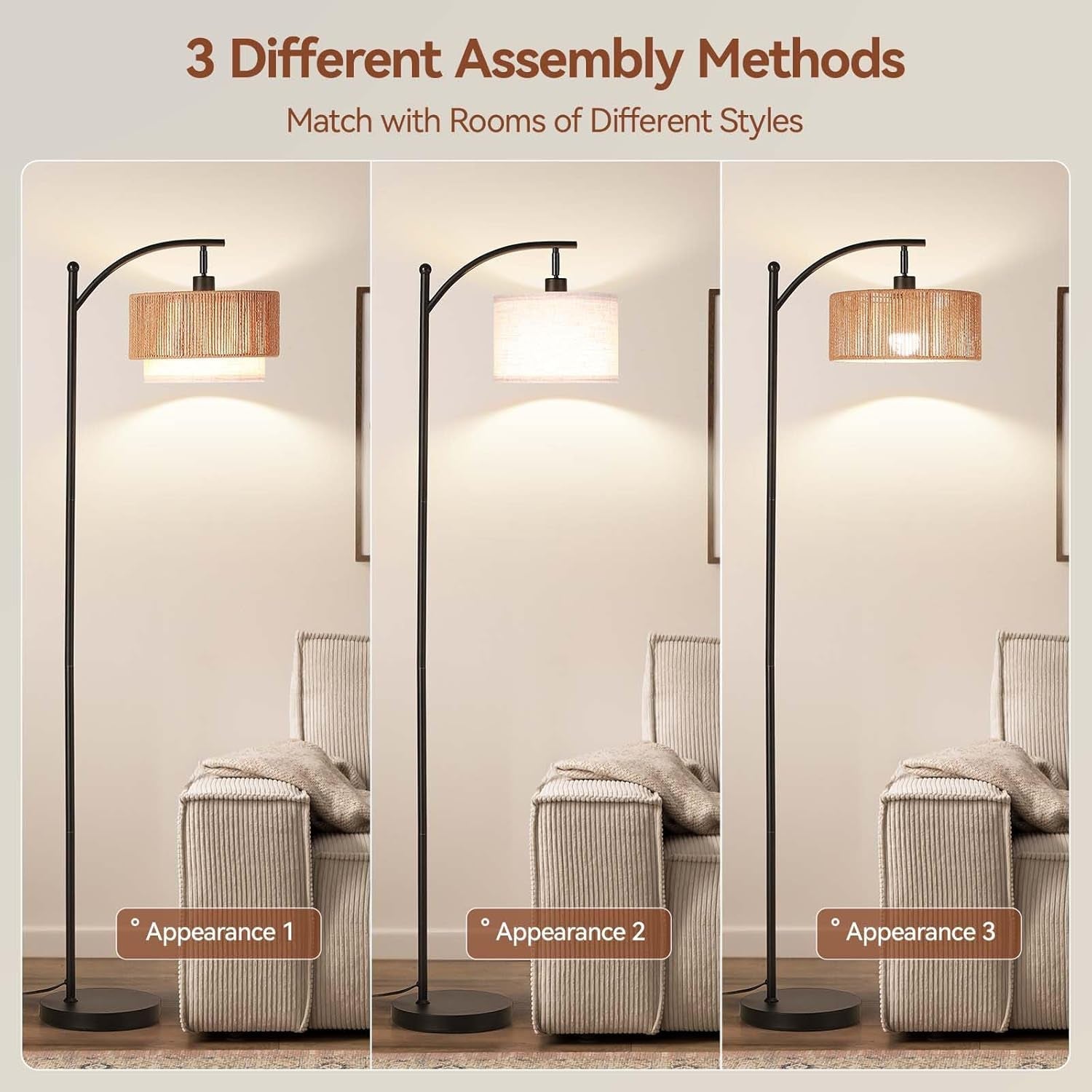 Arched Floor Lamp With Adjustable Color Temperatures-3