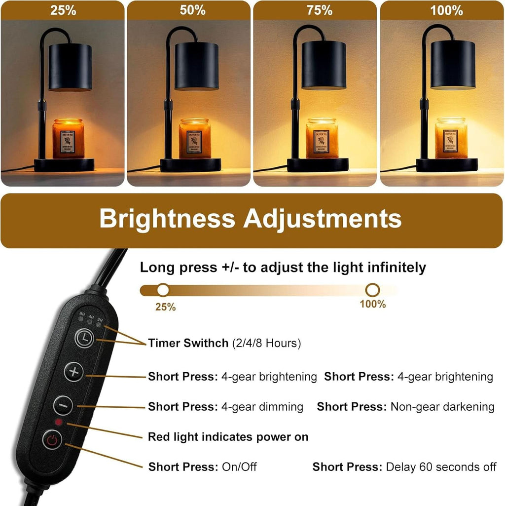 Dimmable Candle Warmer Lamp With Timer Control Black-4
