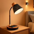 Wireless Charging Desk Lamp Black Woodgrain Adjustable-0
