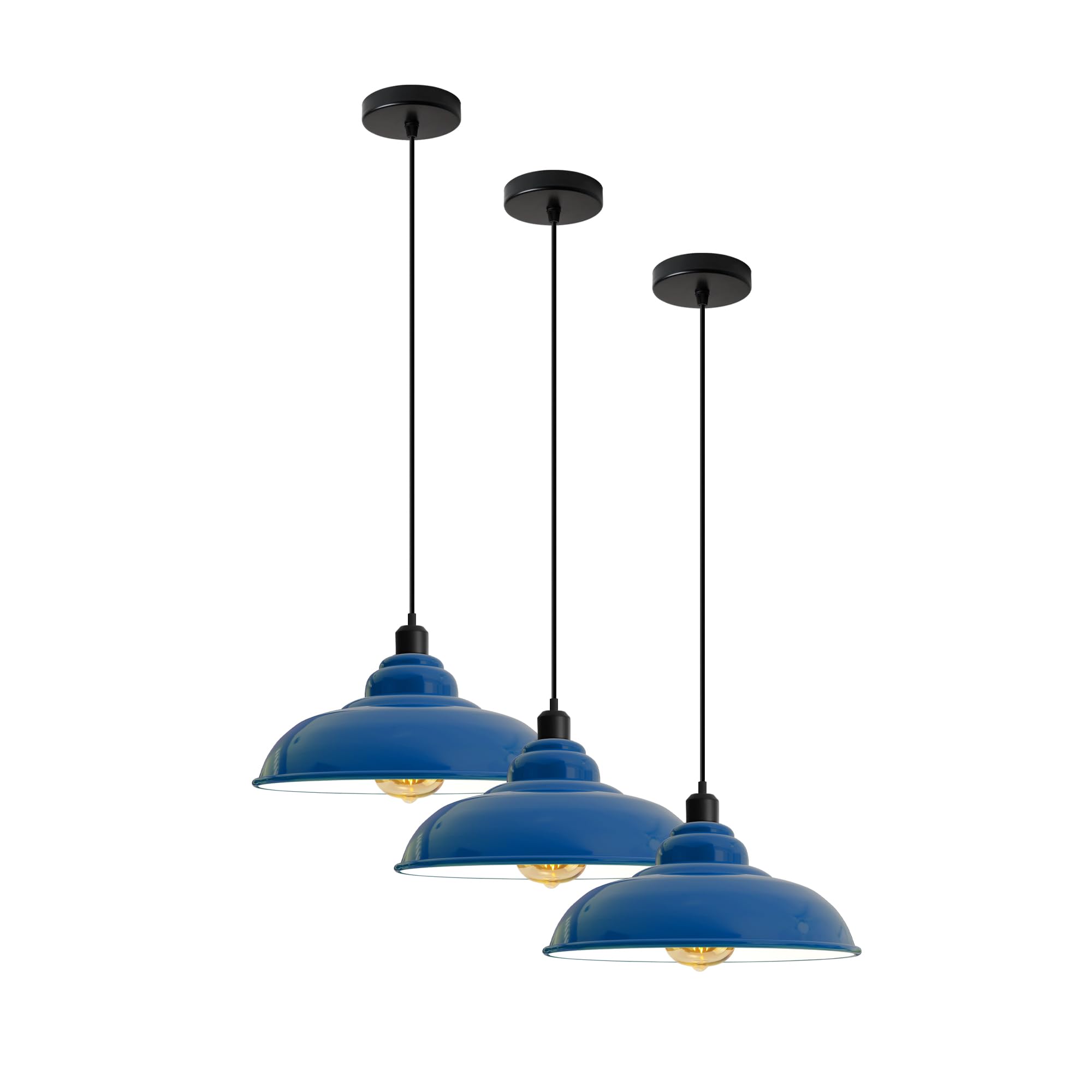 3-Pack Industrial Pendant Lights Curvy Ceiling Lamp ~6616-8