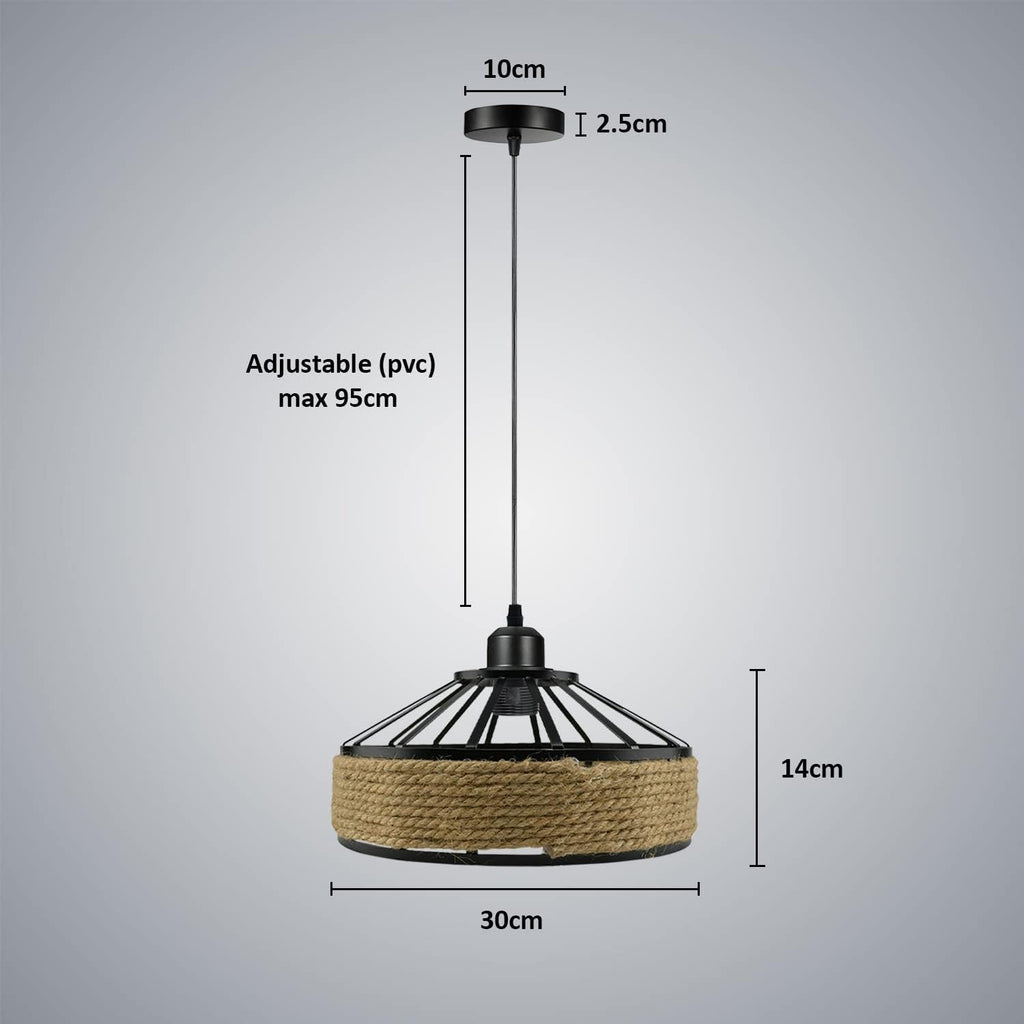 Retro Hemp Rope Pendant Light Adjustable Cable~6713-1