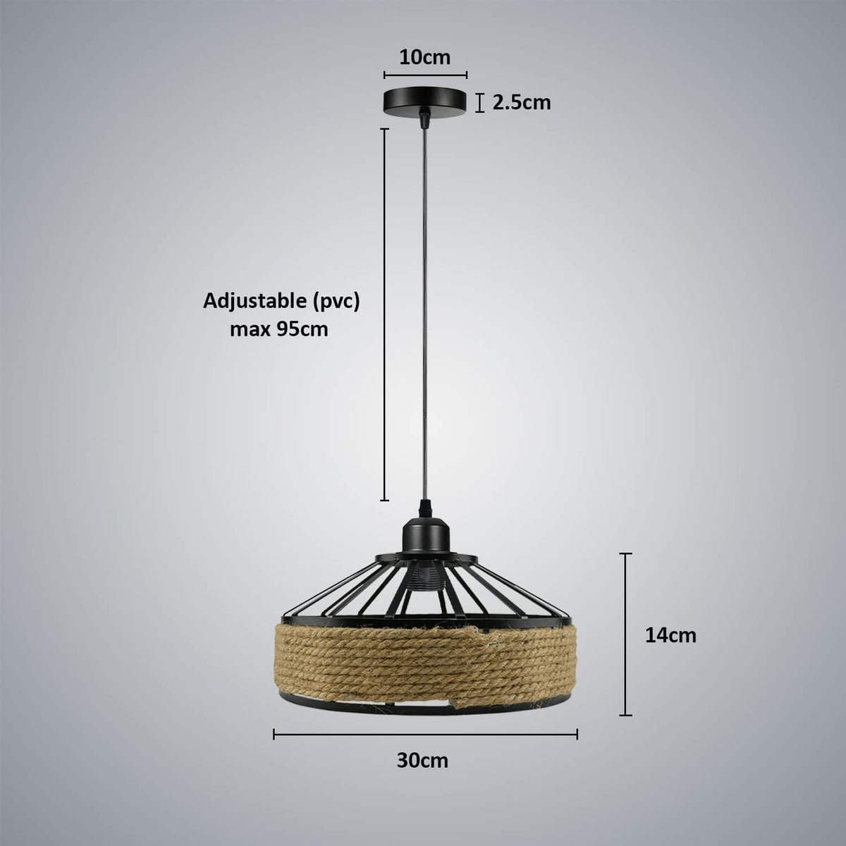 Retro Hemp Rope Pendant Light Adjustable Cable~6713-1