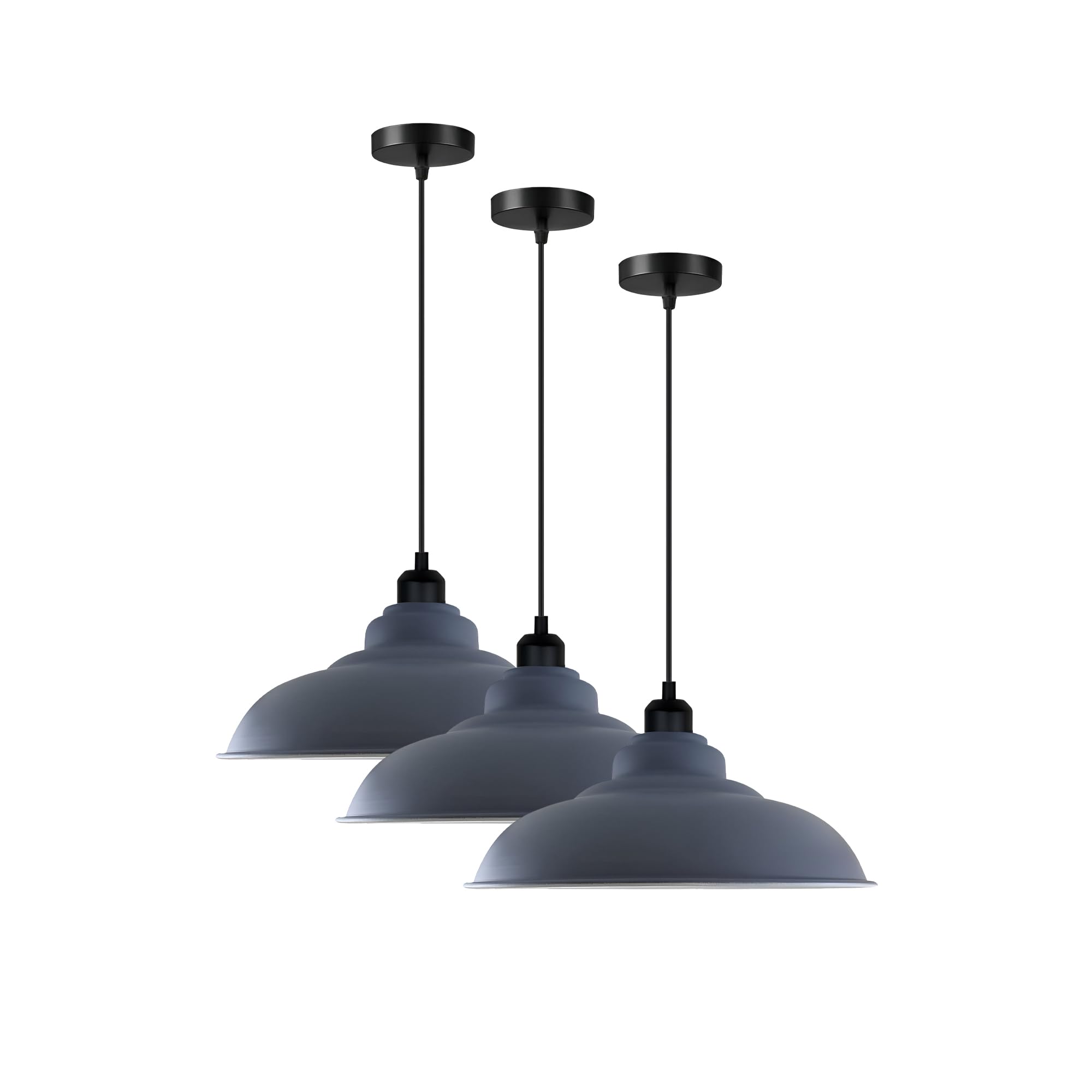 3-Pack Industrial Pendant Lights Curvy Ceiling Lamp ~6616-9