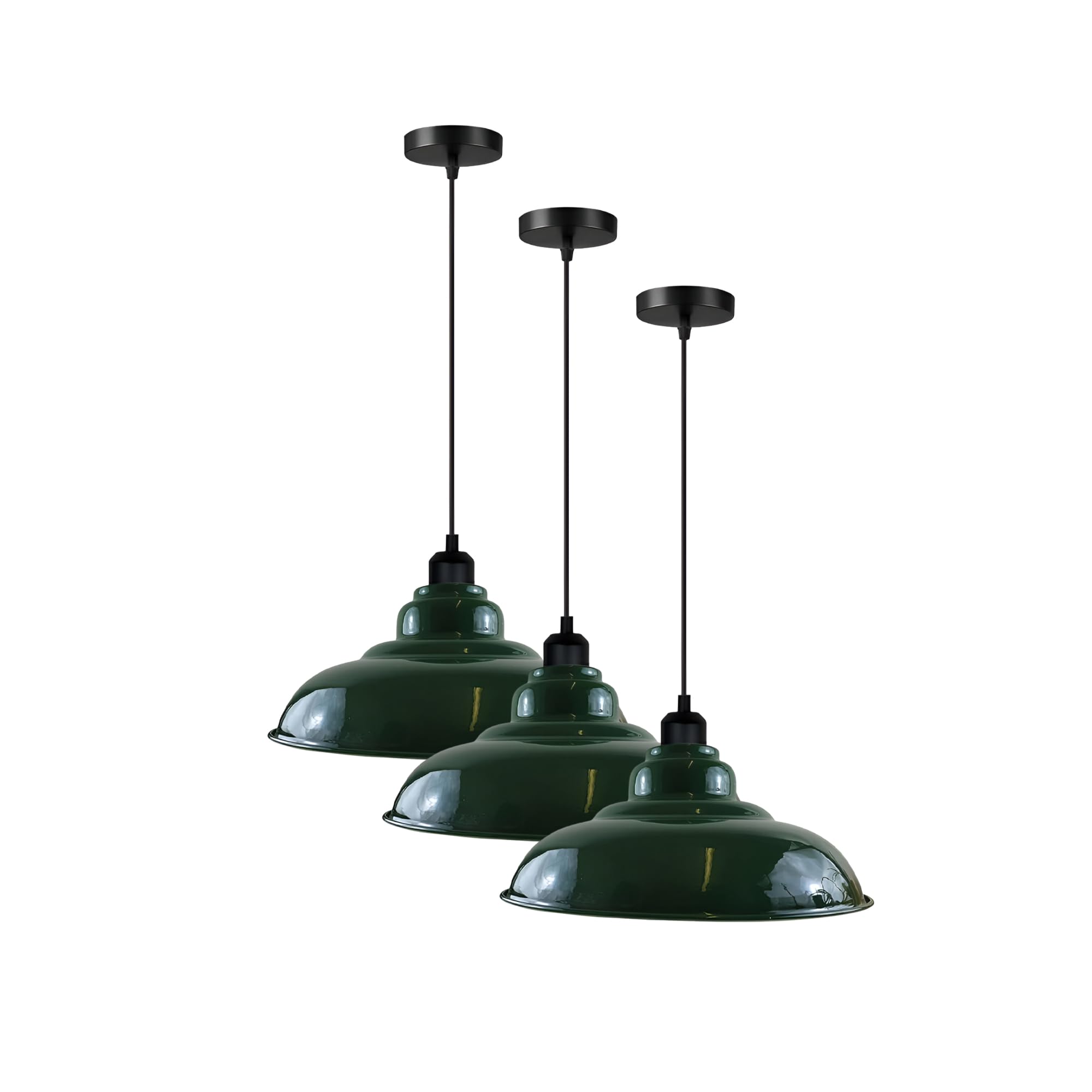 3-Pack Industrial Pendant Lights Curvy Ceiling Lamp ~6616-6