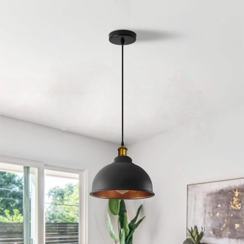 Black Metal Single Pendant Light ~6714-0
