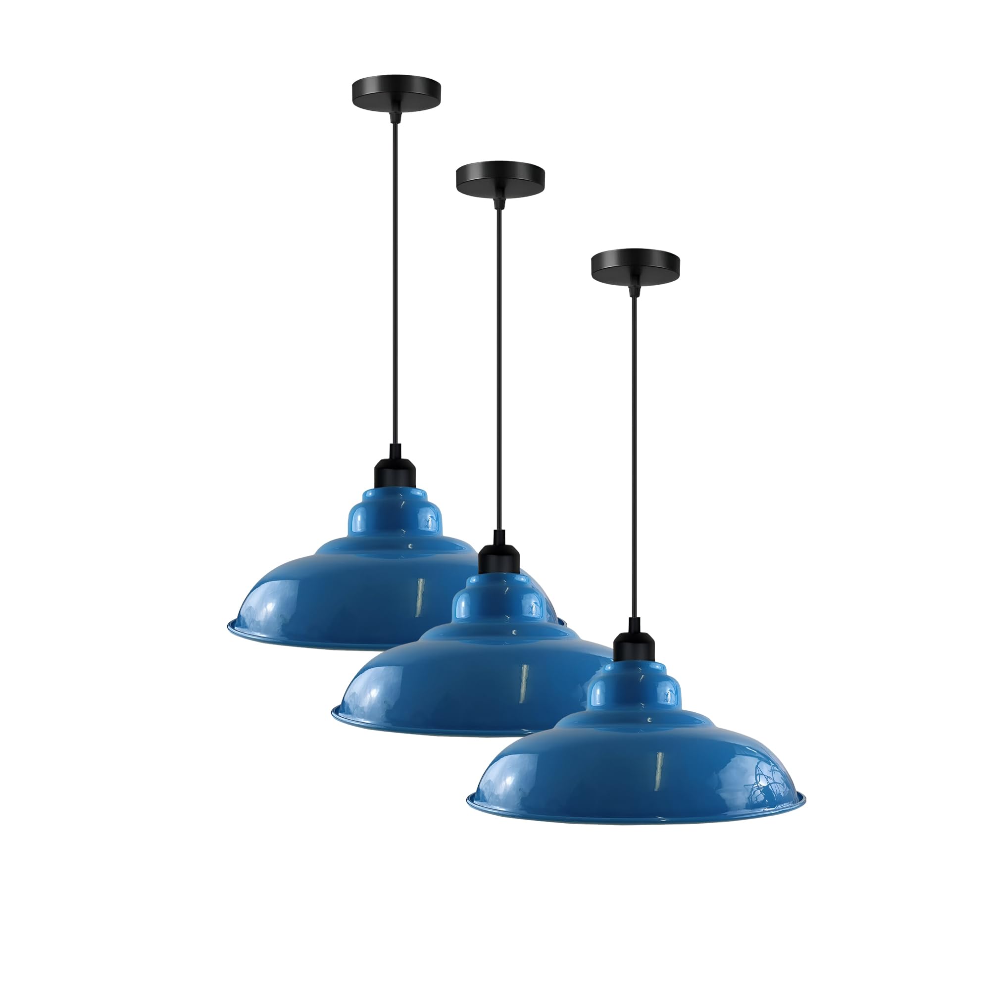 3-Pack Industrial Pendant Lights Curvy Ceiling Lamp ~6616-7