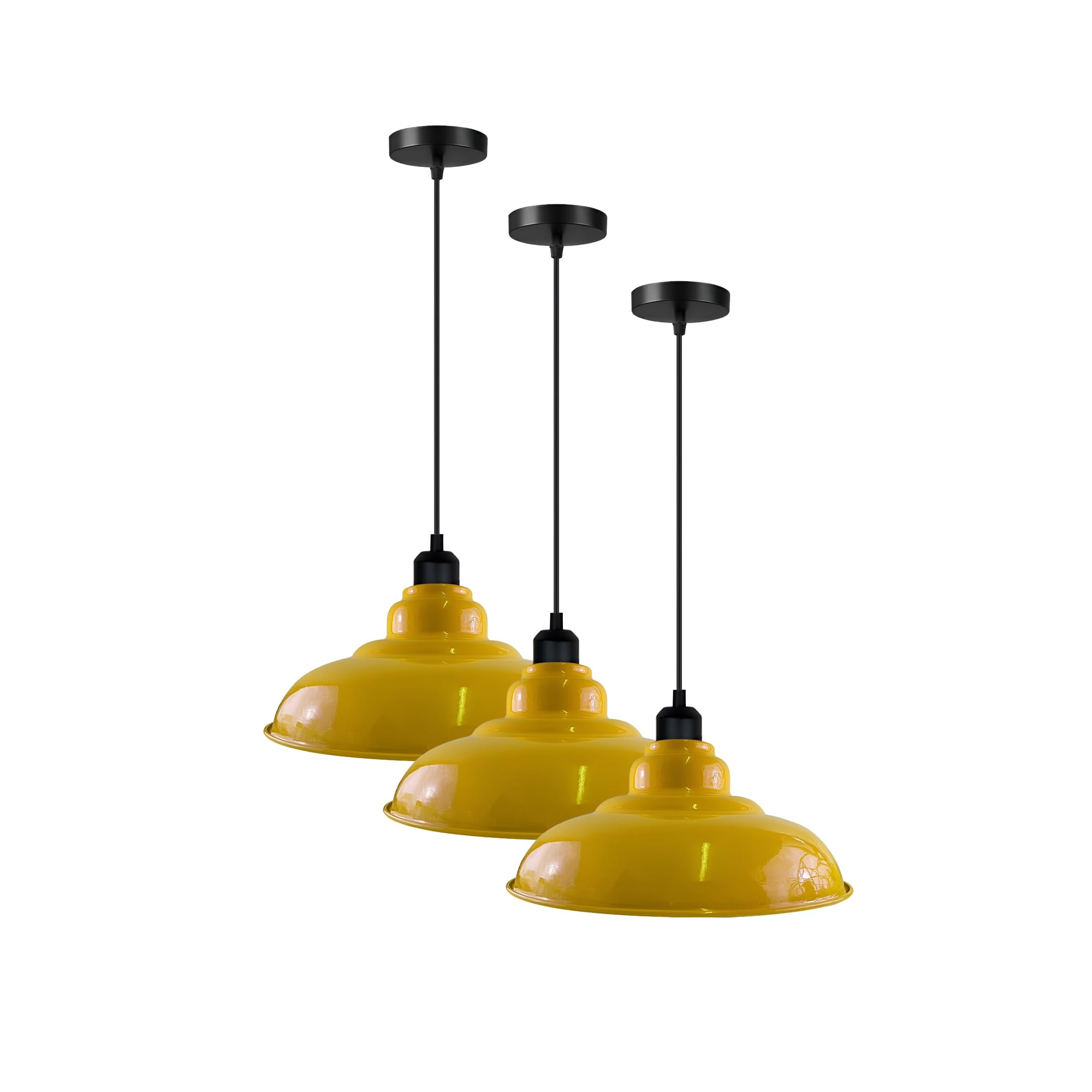 3-Pack Industrial Pendant Lights Curvy Ceiling Lamp ~6616-12