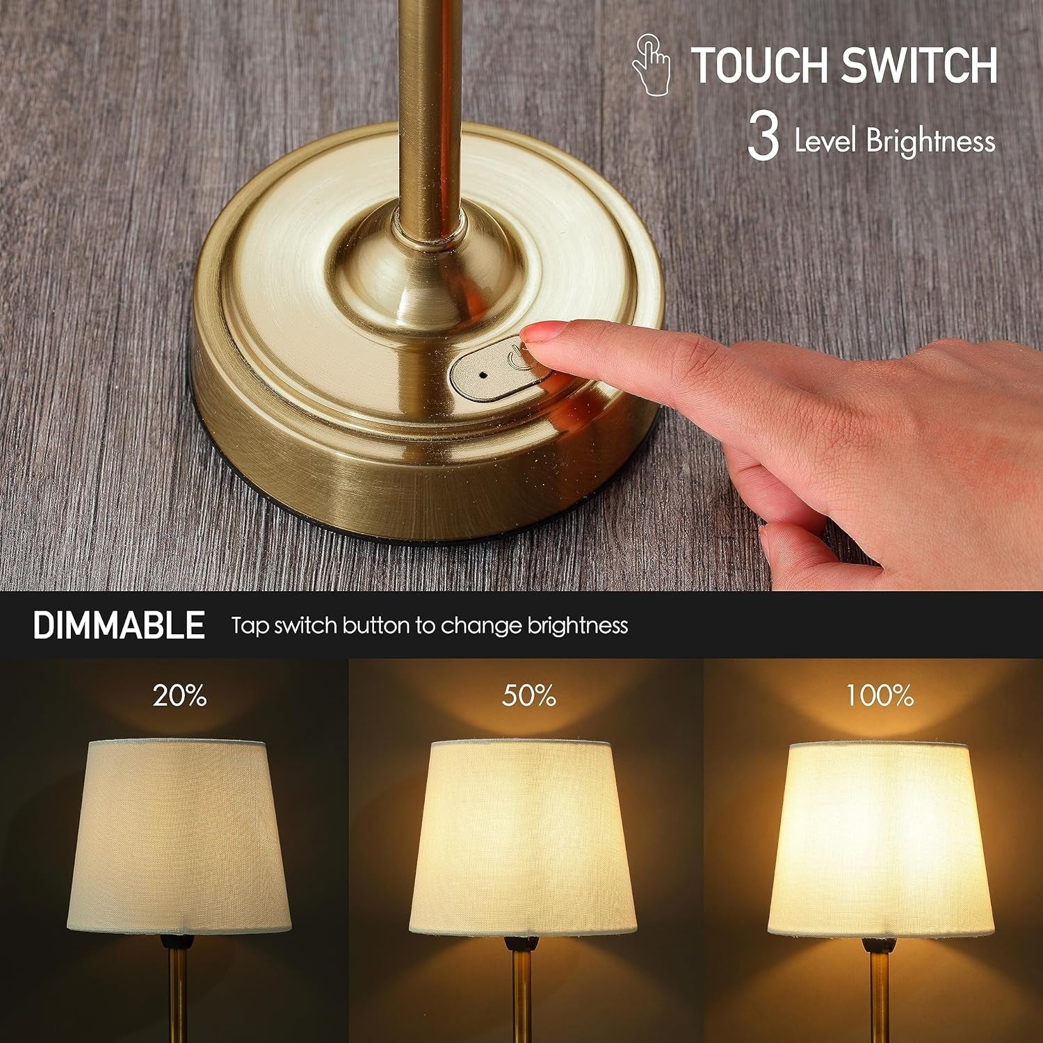 Cordless LED Tabletop Lamp With Progressive Dimmer-4