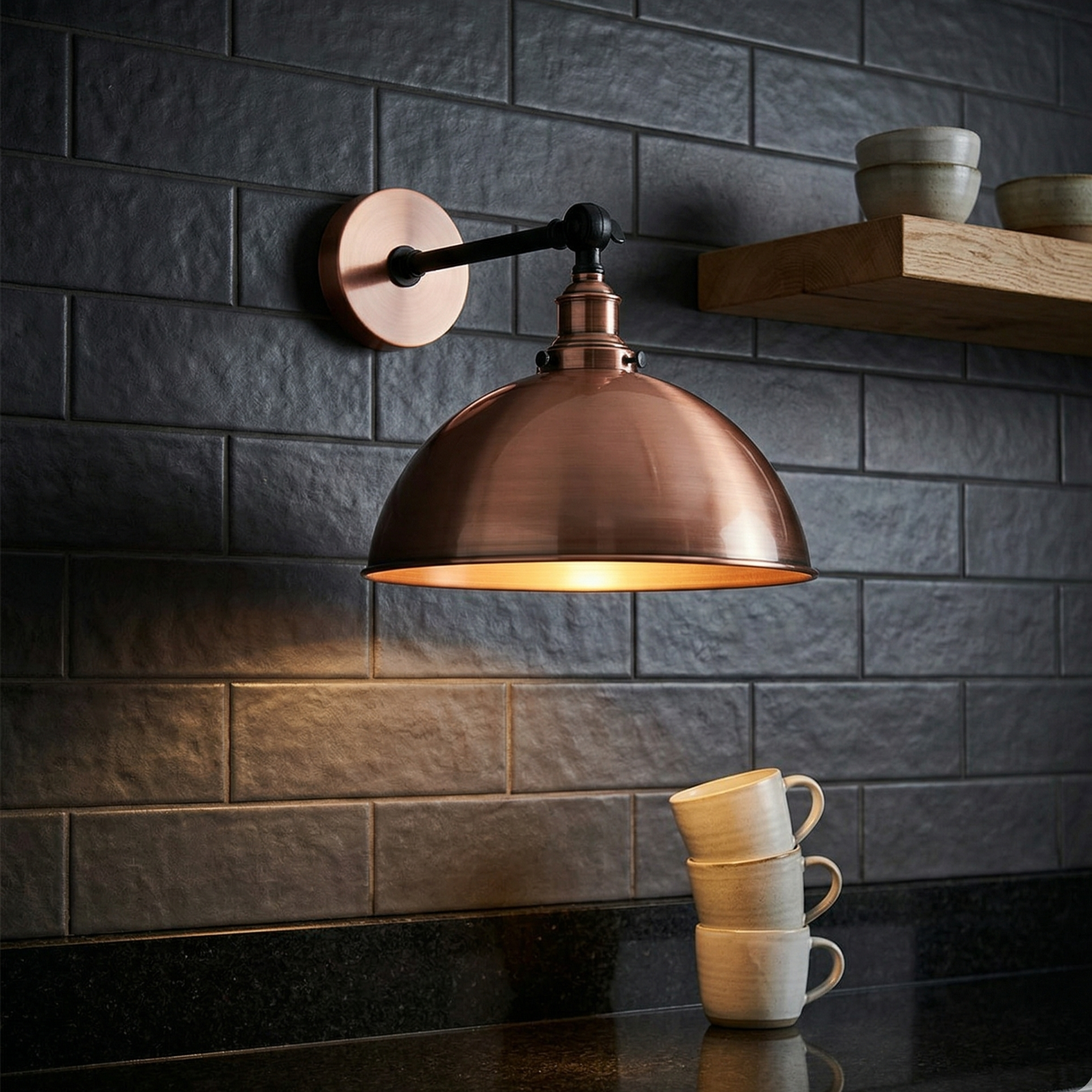 Industrial Adjustable Dome Wall Light -30cm Vintage Task Sconce~2473